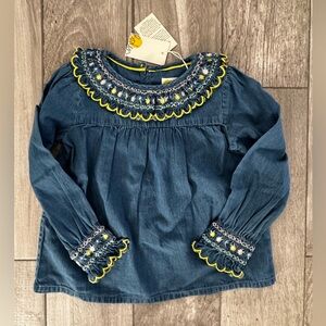 Boden Denim Kids Blouse with Embroidery size 4-5